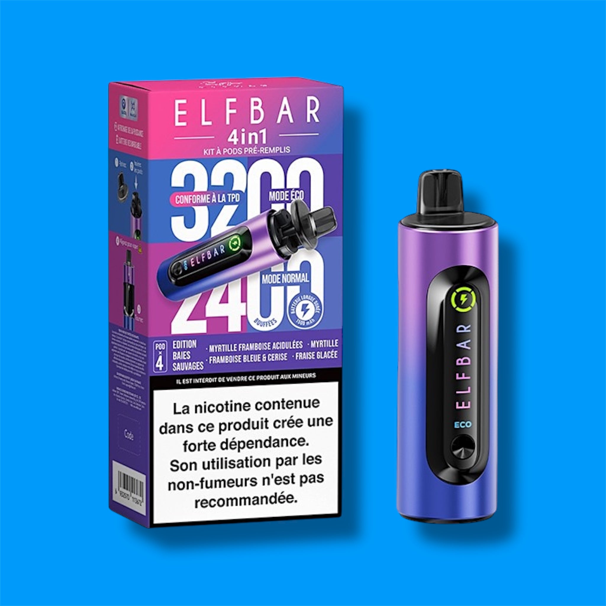 ELFBAR 4 en 1 Puff Rechargeable 4 Saveurs 3200/2400 Puffs ELFBAR 4 en 1 Puff Rechargeable 4 Saveurs 3200/2400 Puffs